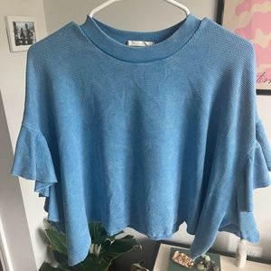Blue Altar'd State Top with Ruffle Sleeves